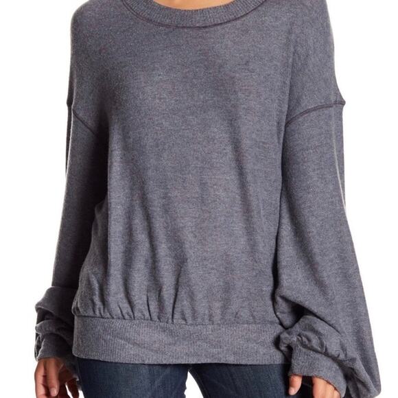 Free People Beach TGIF Pullover Sweater In Slate Gray Size Small - Picture 3 of 13